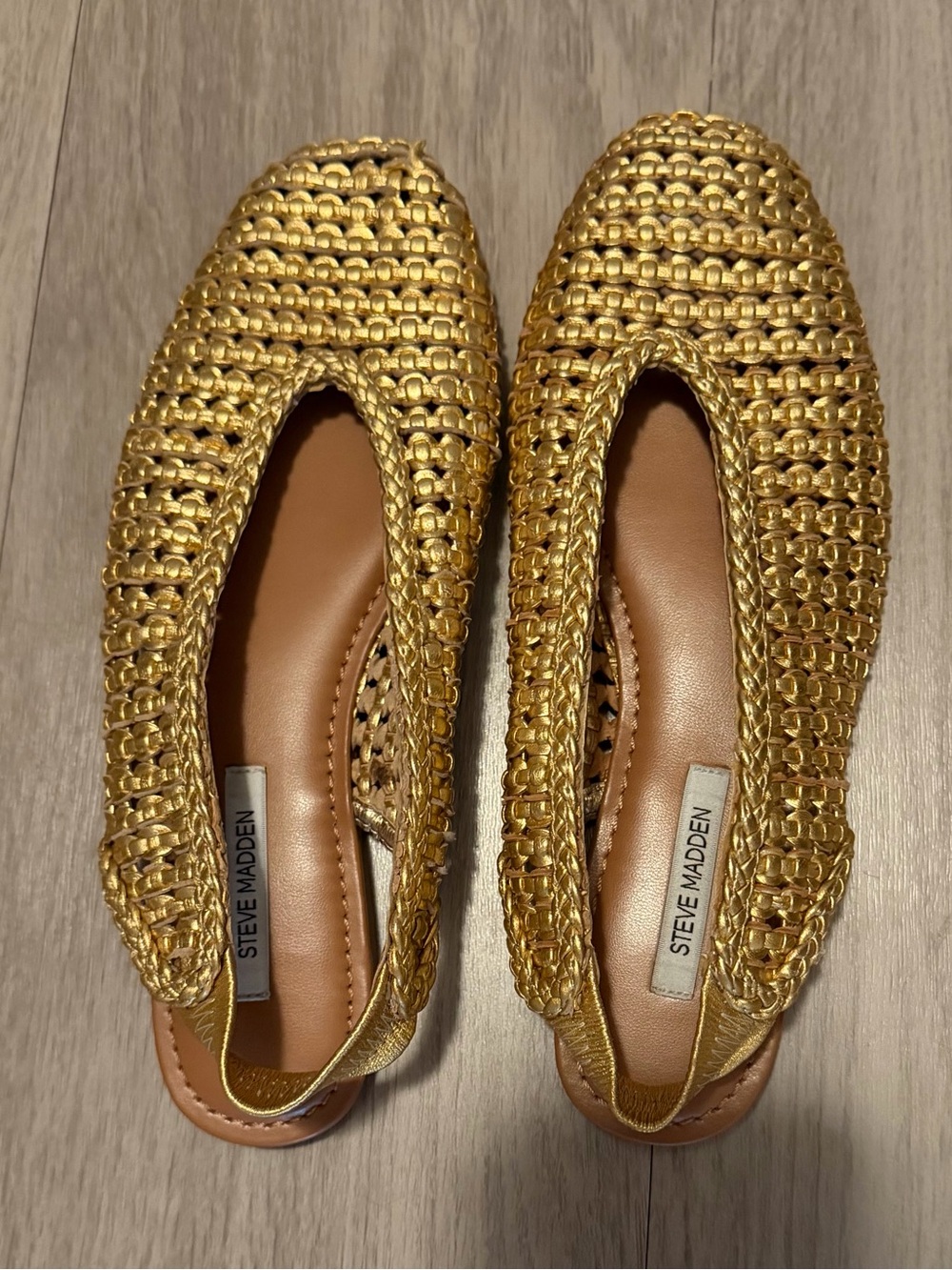 Steve Madden Rumi Gold Leather Slingback Flats